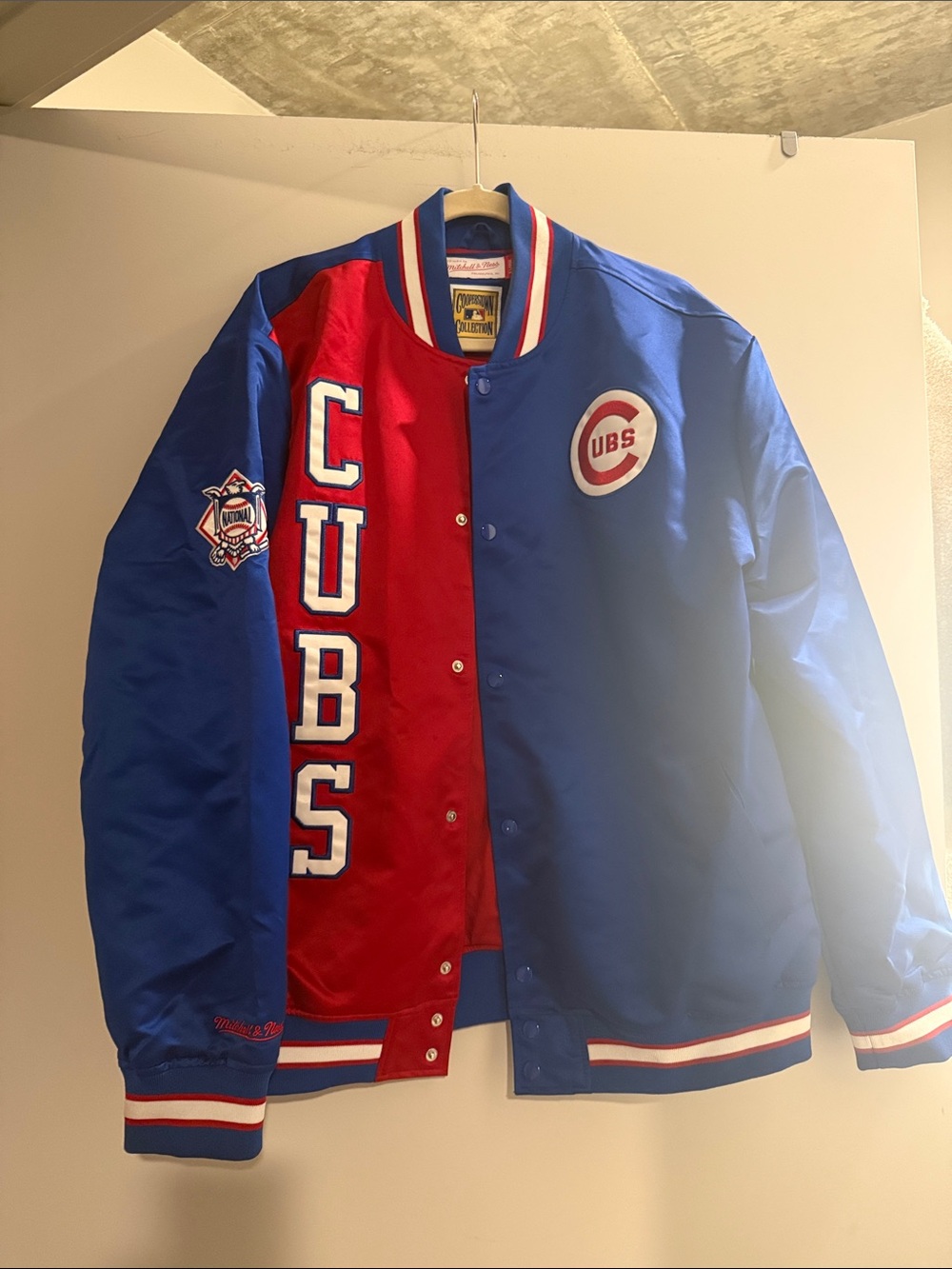 Chicago Cubs Mitchell & Ness Blue & Red Cooperstown Collection Jacket